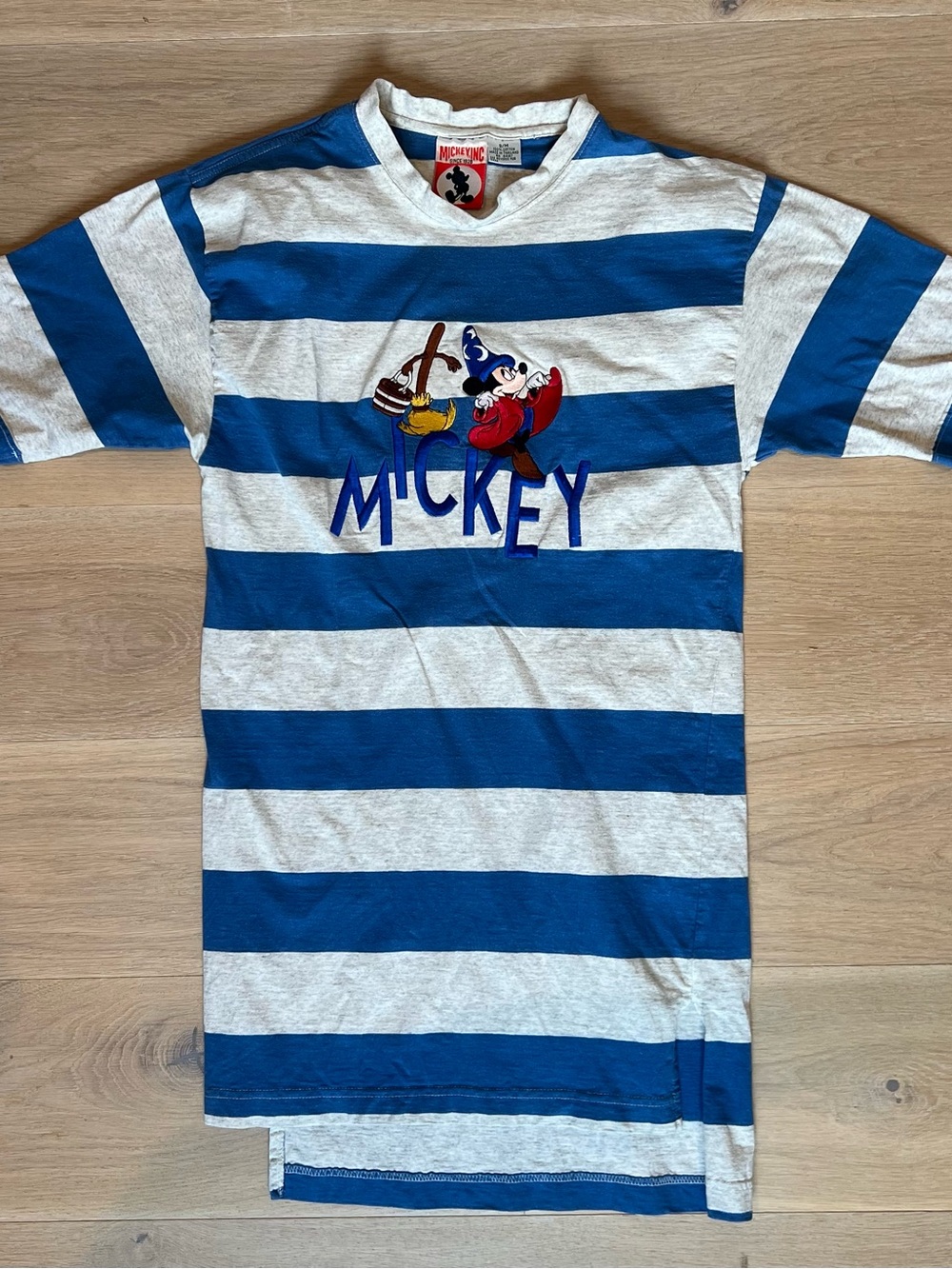 Vintage Disney T Shirt Unisex Small/Medium Mickey Fantasia Embroidered Striped